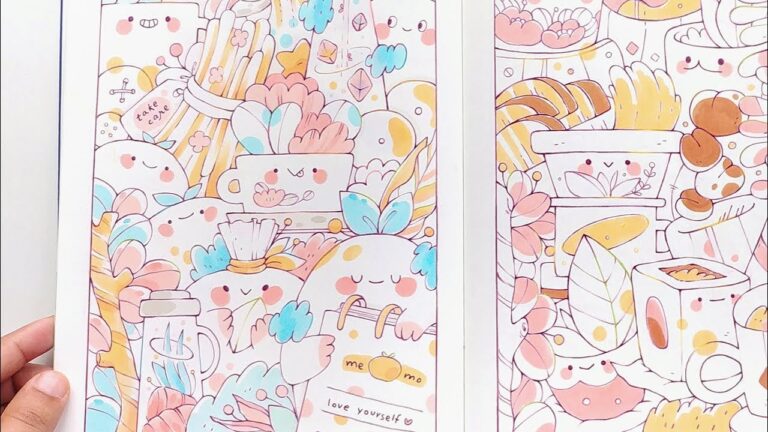 100 Cute Doodles | 100 Coloring Pages Sketchbook Flip Through