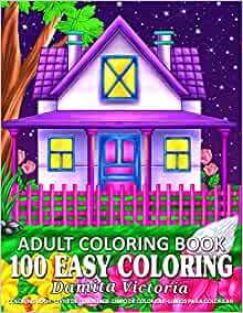 100 easy coloring adult coloring book relaxation coloring book with large