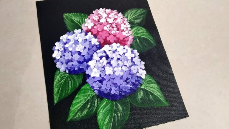 Easy Hydrangea Acrylic Painting Technique with Bubble wrap/Cotton swabs Hydrangea paintin techniques