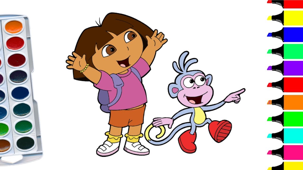 Dora drawing for kids | How To Draw Dora The Explorer | Coloring