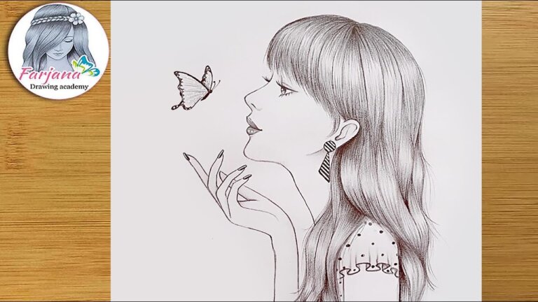 1621467775 How to draw A Cute Girl with Butterfly Pencil