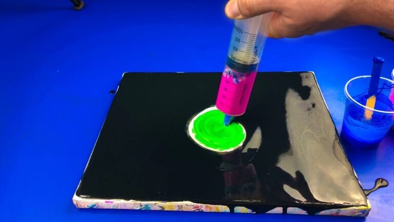 Acrylic Pouring With A Syringe Aurora Borealis Colors