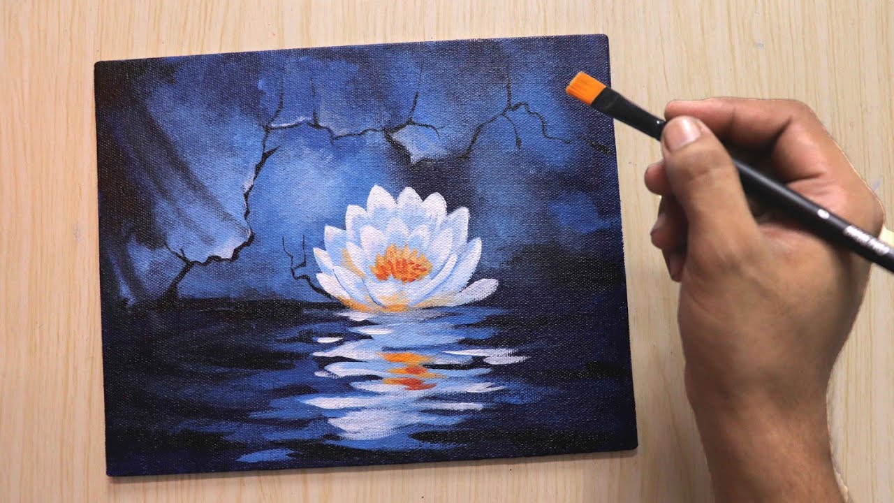 Acrylic painting for beginners of beautiful and simple flower