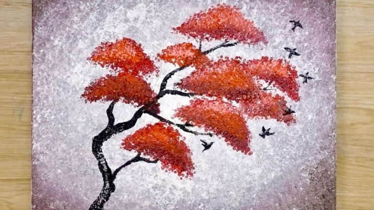 Aluminum painting technique / How to draw birds beside tree / Easy drawing