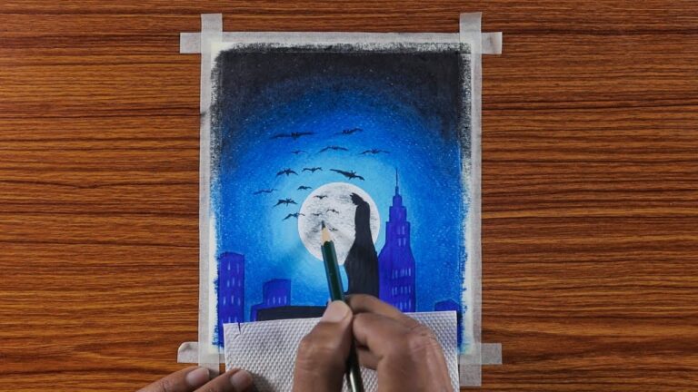 Bat Man ? Drawing / Drawing with Oil Pastels / Step by Step