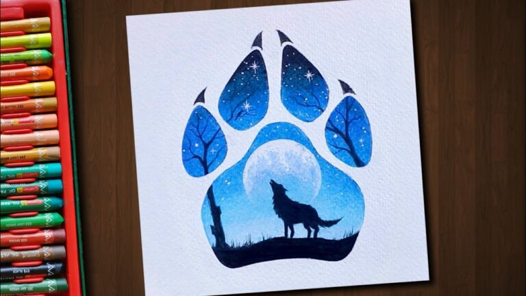 Beautiful Wolf Double Exposure / Drawing with Oil Pastels / Step by Step