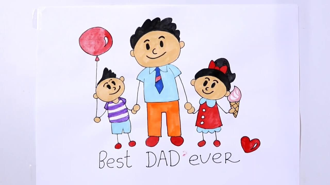 Best dad ever drawing for Fathers Day | Happy Fathers Day Drawing
