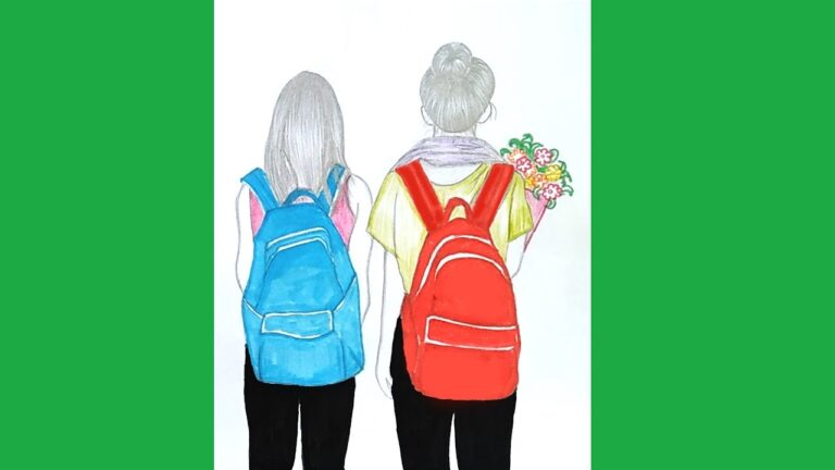 Best friends Drawing Tutorial,Beginners, How to Draw Two Friends Hugging Each other,Sketch,Sony Draw
