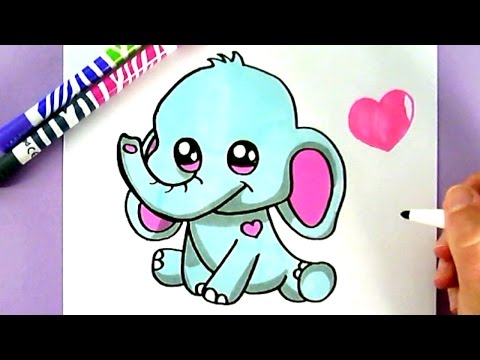 CUTE ART HOW TO DRAW A CUTE CARTOON ELEPHANT