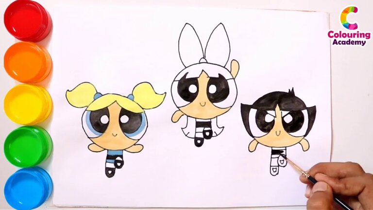 Coloring PowerPuff Girls and RowdyRuff Boys