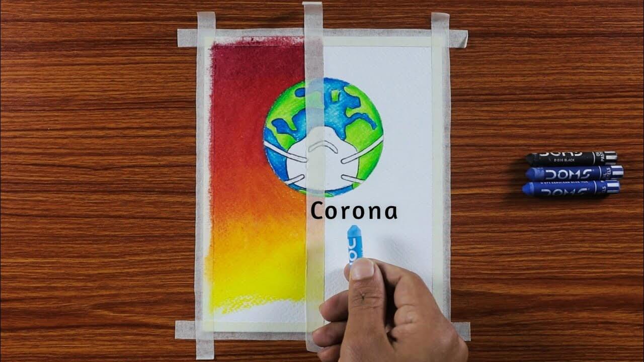 Corona Awareness Drawing / Drawing with Oil Pastel and Colour Pencil / Step by Step