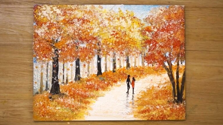 Couple Walking Together / Cotton Swabs Painting Technique #432
