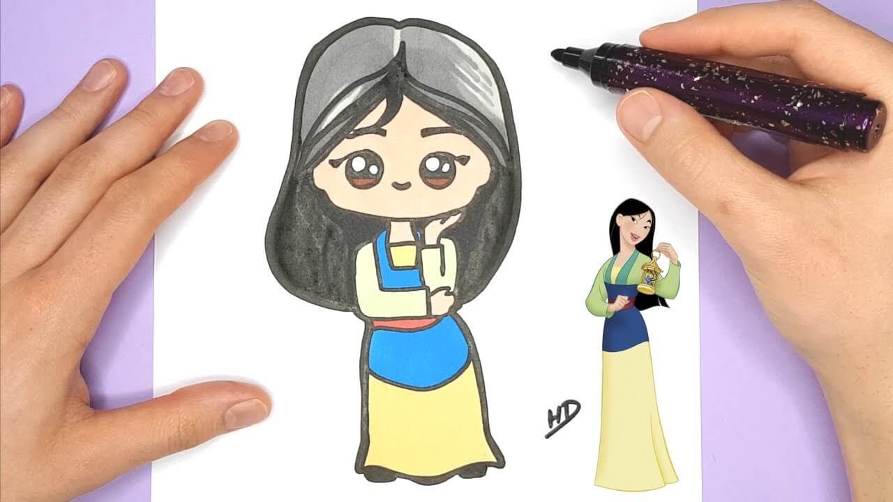 DISNEY DRAWING How to Draw CUTE DISNEY Princess MULAN