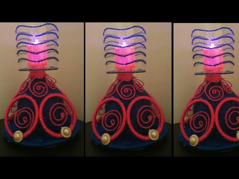 DIY Candle Holder Plastic bottle craft Wool craft