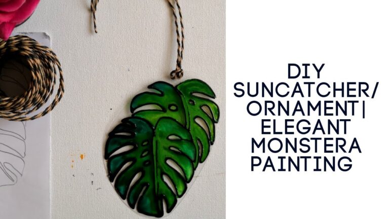 DIY Christmas ornamentSuncatcher using discarded plastic Elegant Monstera painting