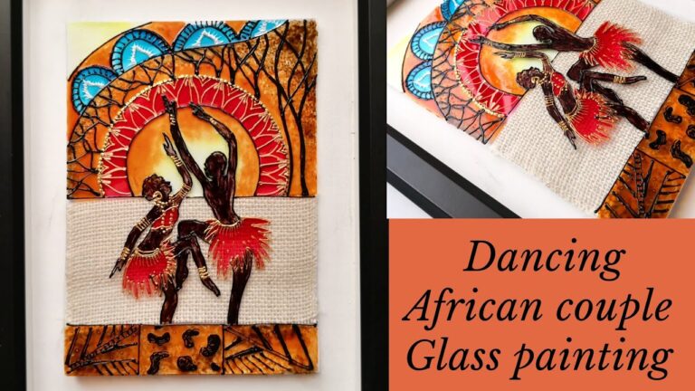 Dancing African Couple silhouetteBeautiful glass painting techniqueDIY statement wall decor