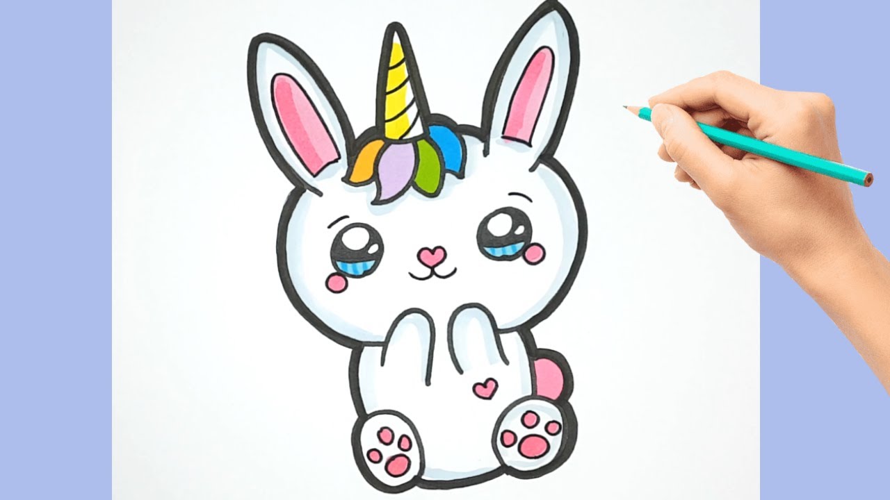Drawing and Coloring a Cute Baby Unicorn Bunny - MyHobbyClass.com