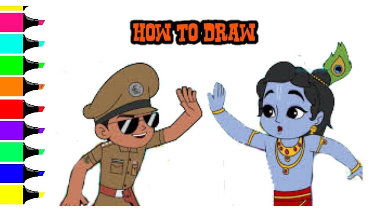 Drawing little singham and krishna and coloring || little singham drawing || krishna drawing