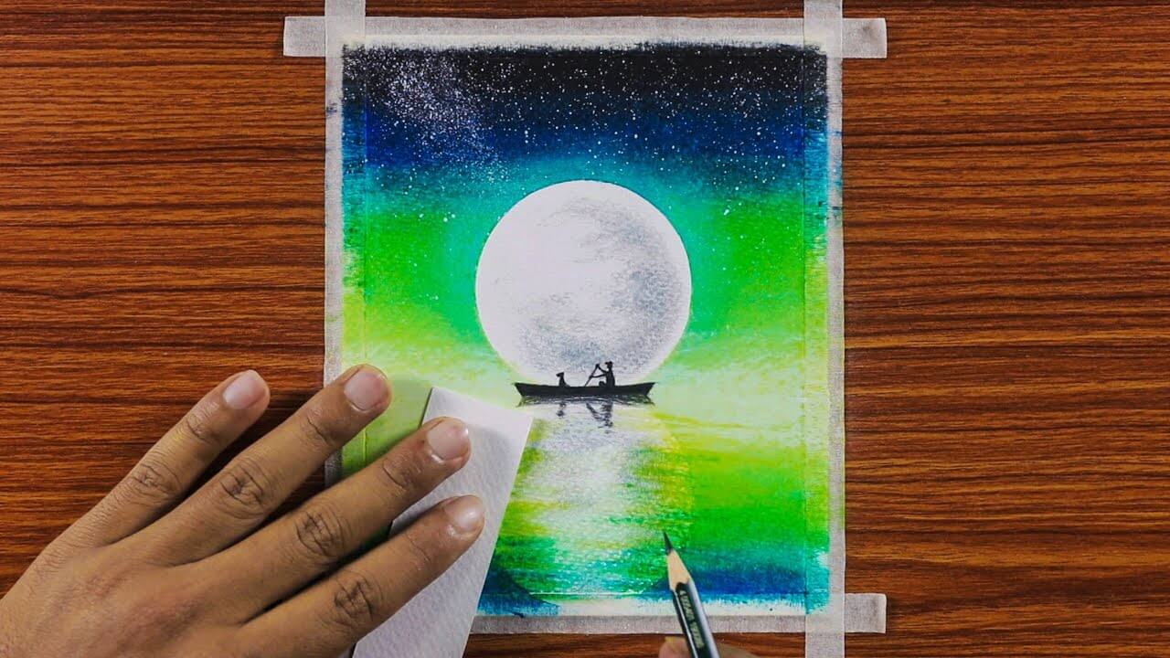 Dream Scenery Drawing / Drawing with Oil Pastel / Step by Step
