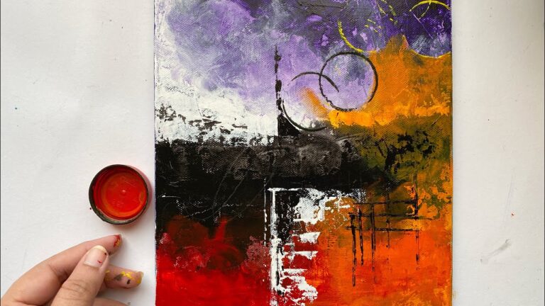 Easy Abstract Painting Demonstration Painting over an old artwork