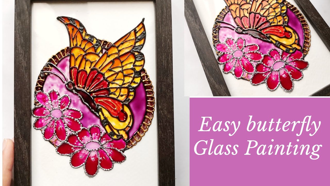 Easy Monarch Butterfly Glass painting technique for beginners DIY art