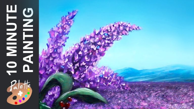 Easy Painting Step by Step Lavender and Lilac Flower Fields in 10 Minutes