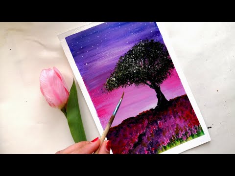 Easy abstract landscape demonstration for beginnersStep by step acrylic painting