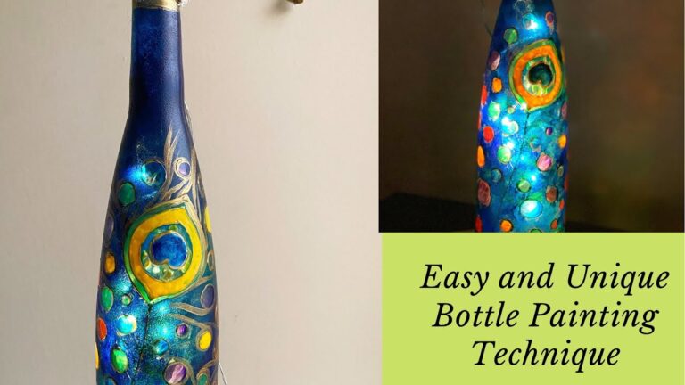 Easy and Unique Bottle ArtPeacock Feather Painting