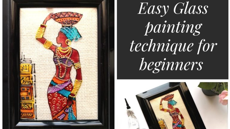 Easy glass painting for beginnersAfrican lady silhouette painting techniqueDIY wall