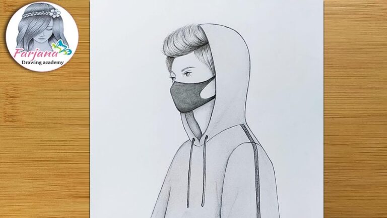 Easy way to draw A Boy with Mask How