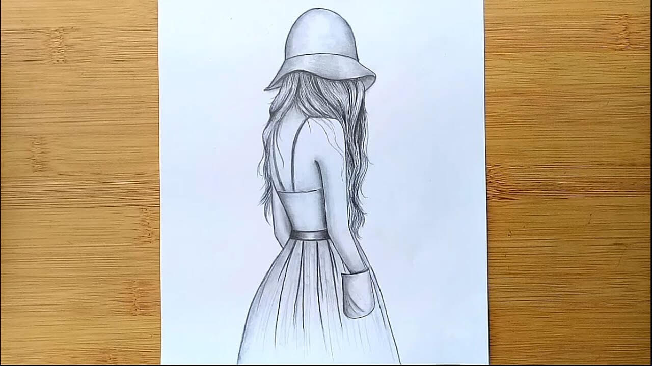Easy way to draw a girl with hat step by step Pencil sketch