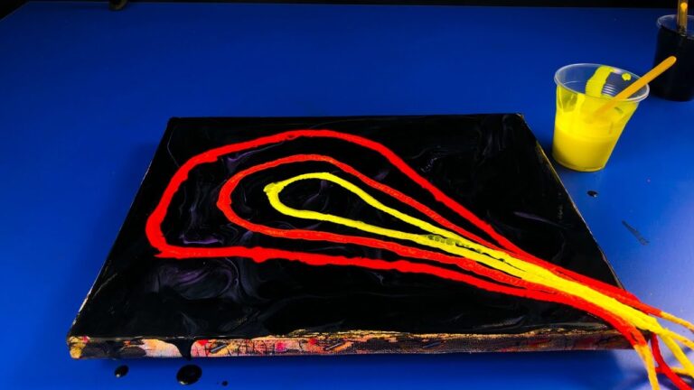 Gorgeous Acrylic String Pull Abstract Flame Petals Painting