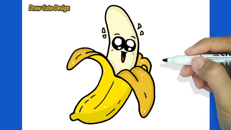 HOW TO DRAW A CUTE BANANA, EASY DRAWING
