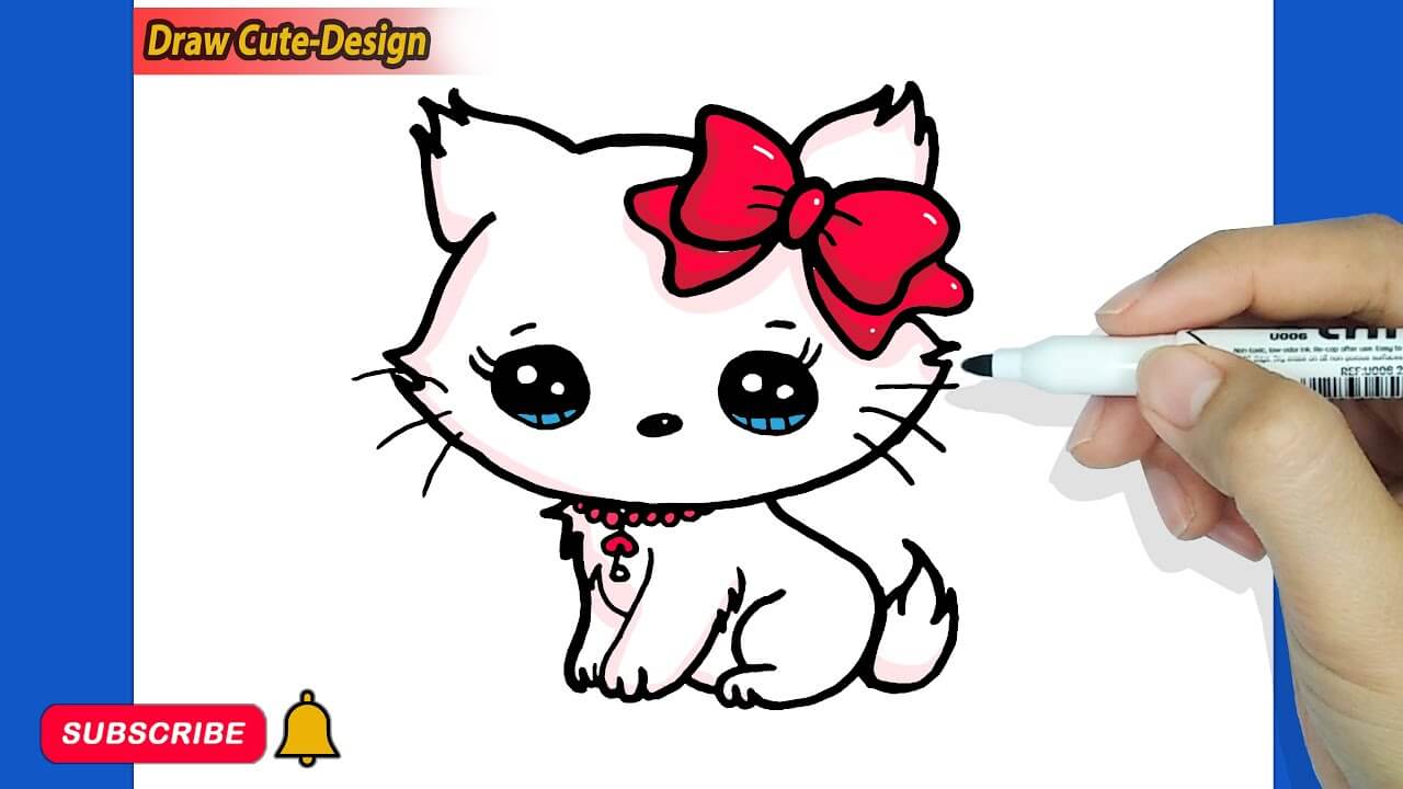 How To Draw A Cute Cat Easy Step By Step Myhobbyclass Com Learn Drawing Painting And Have Fun With Art And Craft