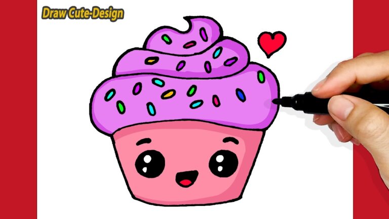 HOW TO DRAW A CUTE CUP CAKE, EASY DRAWING, DRAW CUTE DESIGN