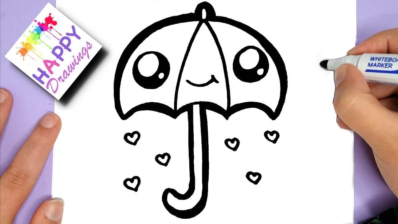 HOW TO DRAW A CUTE UMBRELLA HAPPY DRAWINGS