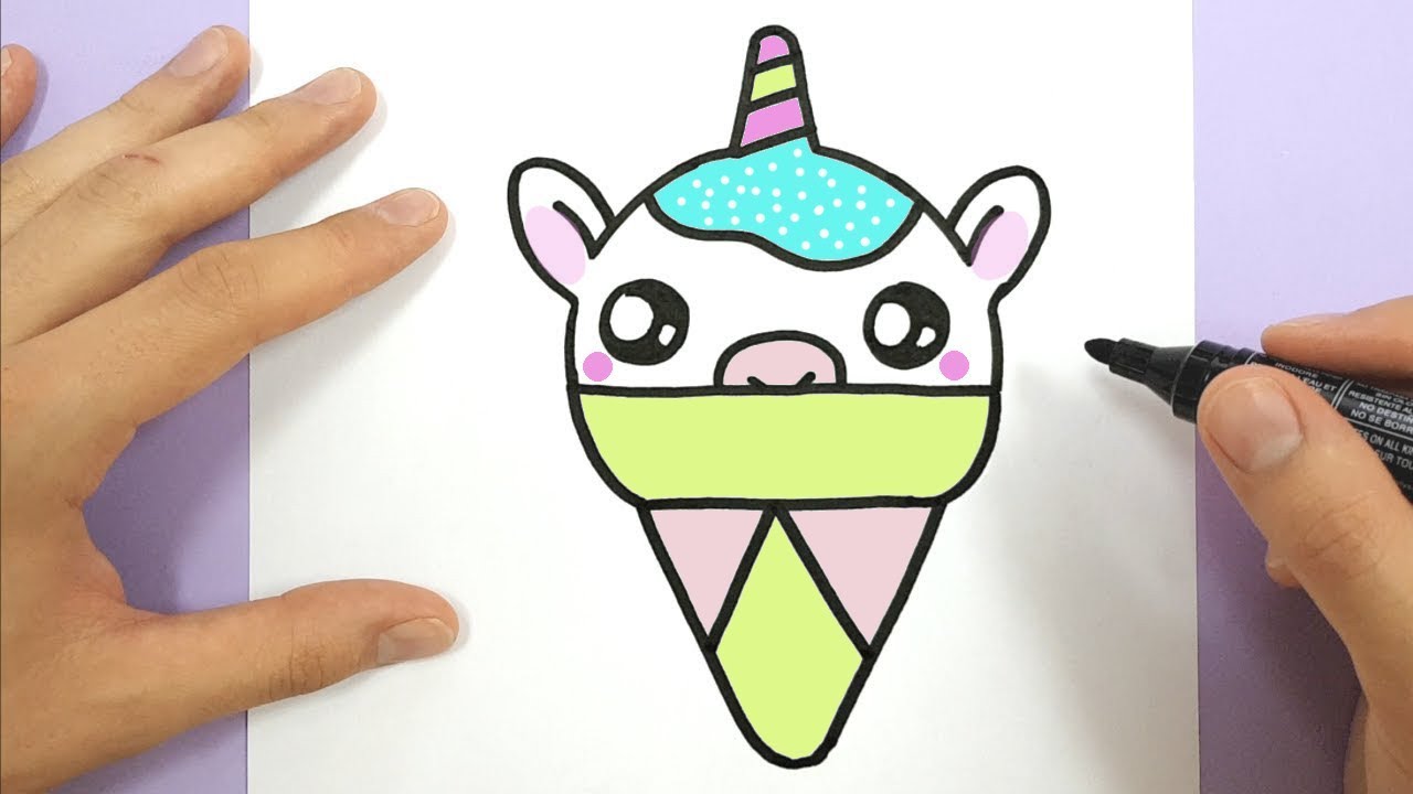 How To Draw A Cute Unicorn Ice Cream Kawaii Myhobbyclass Com