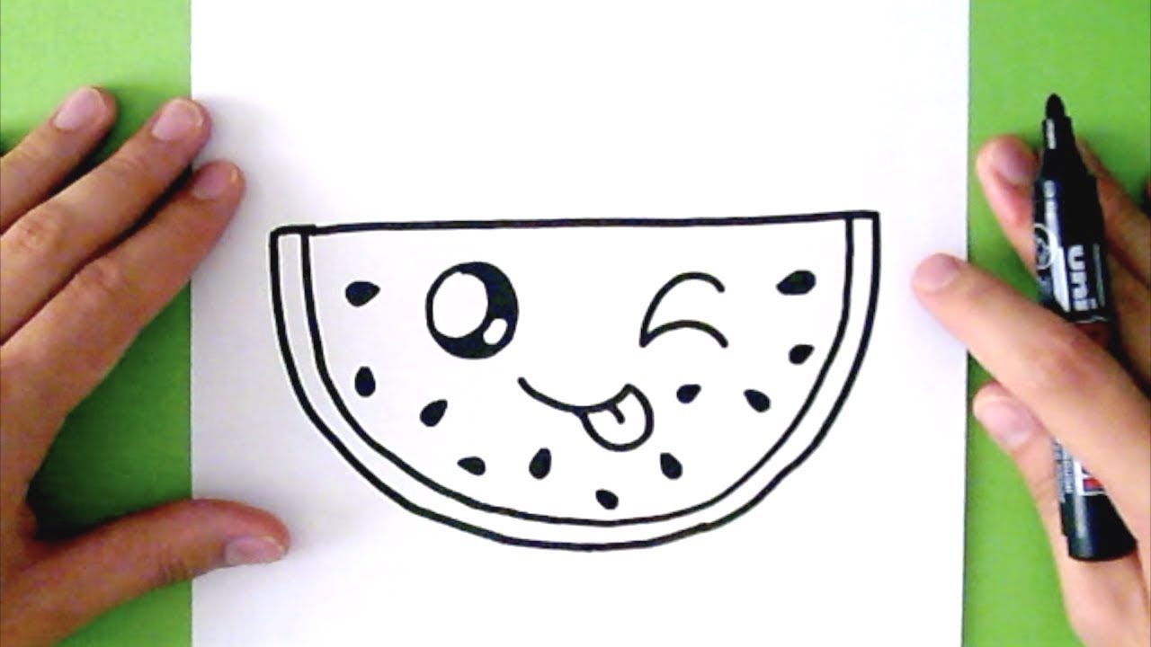 HOW TO DRAW A CUTE WATERMELON SUPER EASY