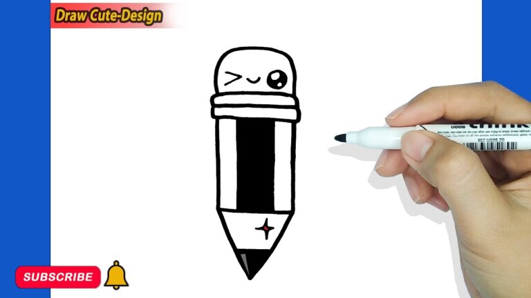 HOW TO DRAW A PENCIL KAWAII ,EASY DRAWING