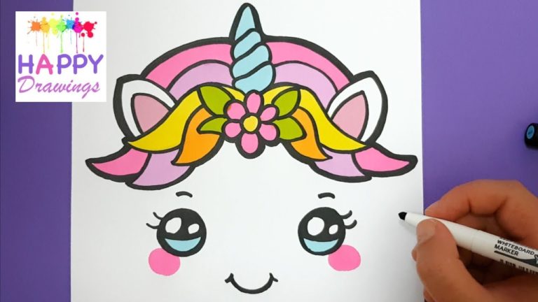 HOW TO DRAW AND COLOR A CUTE UNICORN FACE EASY