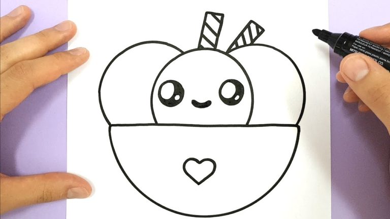 HOW TO DRAW CUTE ICE CREAM BOWL WITH LOVE HEART