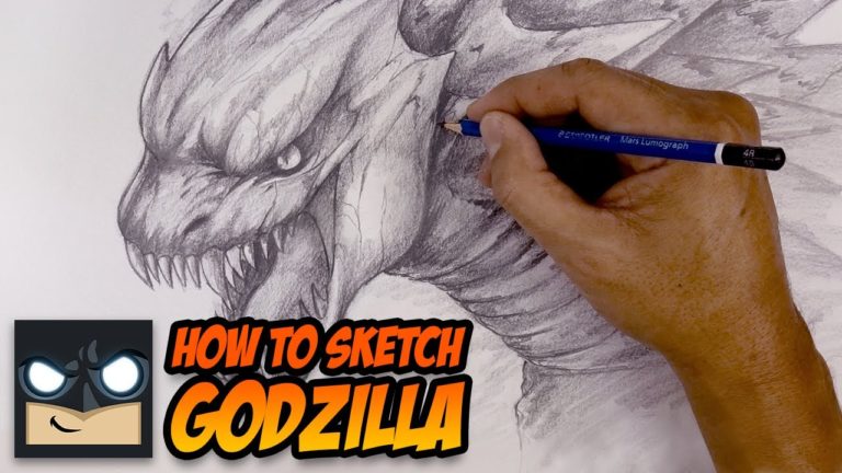 How To Draw Godzilla Sketch Tutorial