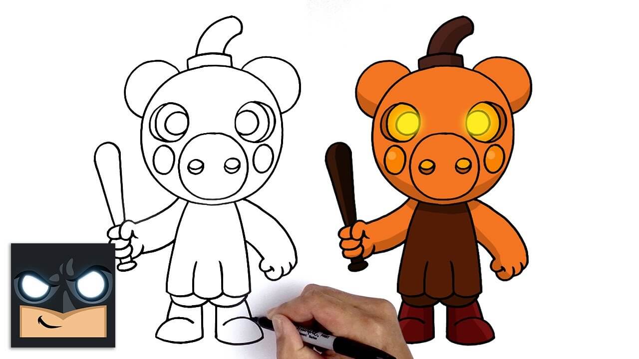 How To Draw Pumpiggy Roblox Piggy Myhobbyclass Com - how to draw a roblox character step by step