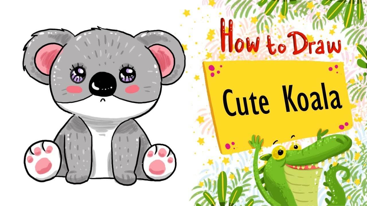 How To Draw and Coloring A cute koala easy step by step ~ for kids
