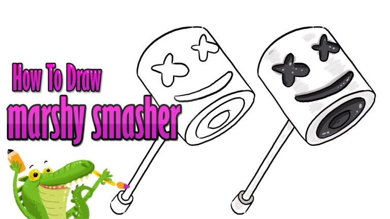How To Draw and Coloring A marshy smasher fortnite easy step by step ~ for kids