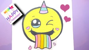 How To Draw Cute Rainbow Unicorn Emoji Poop Step By Step Drawing Tutorial Myhobbyclass Com
