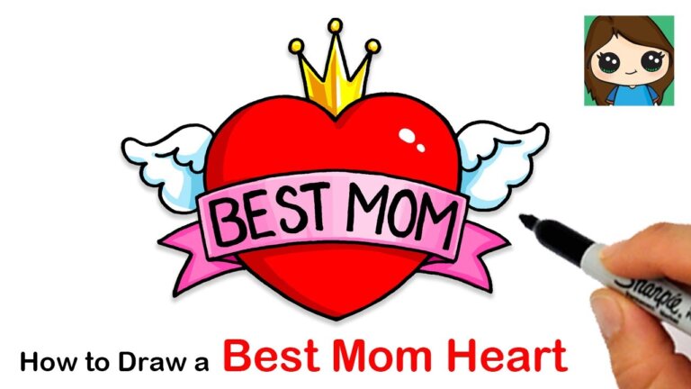How to Draw BEST MOM Heart with Wings Mother39s