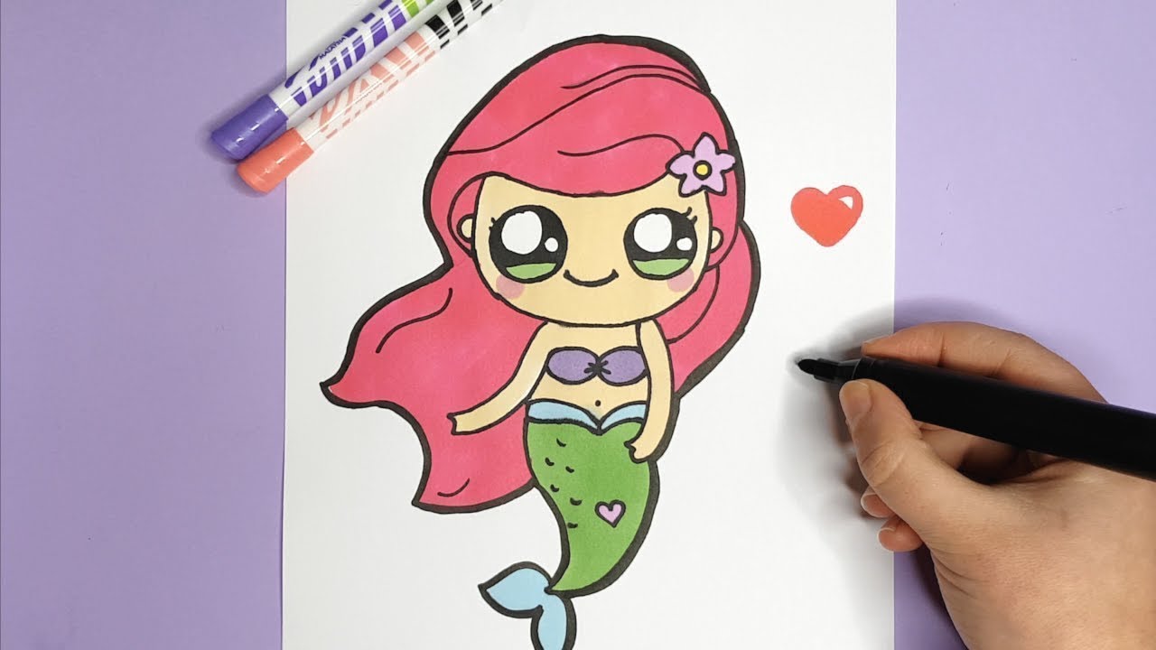 How to Draw Cute Disney Ariel the Little Mermaid EASY