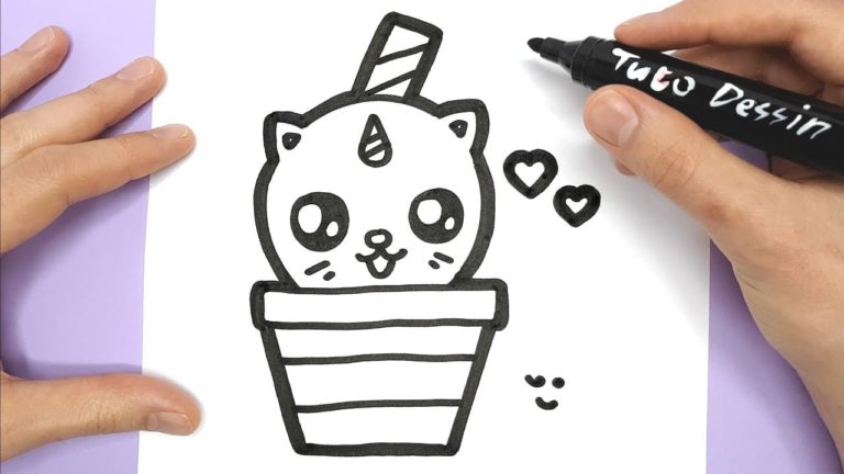 How to Draw Cute Milkshake with Kitten inside SUPER