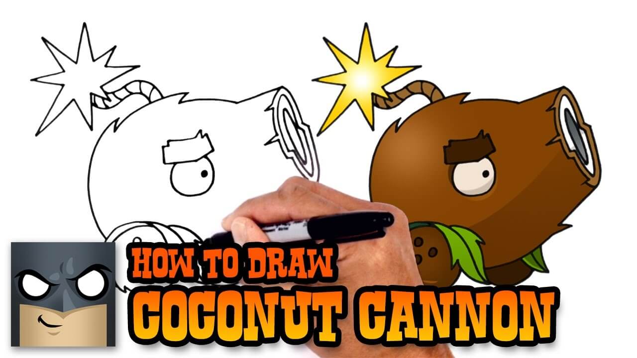 How to Draw Plants vs Zombies Coconut Cannon